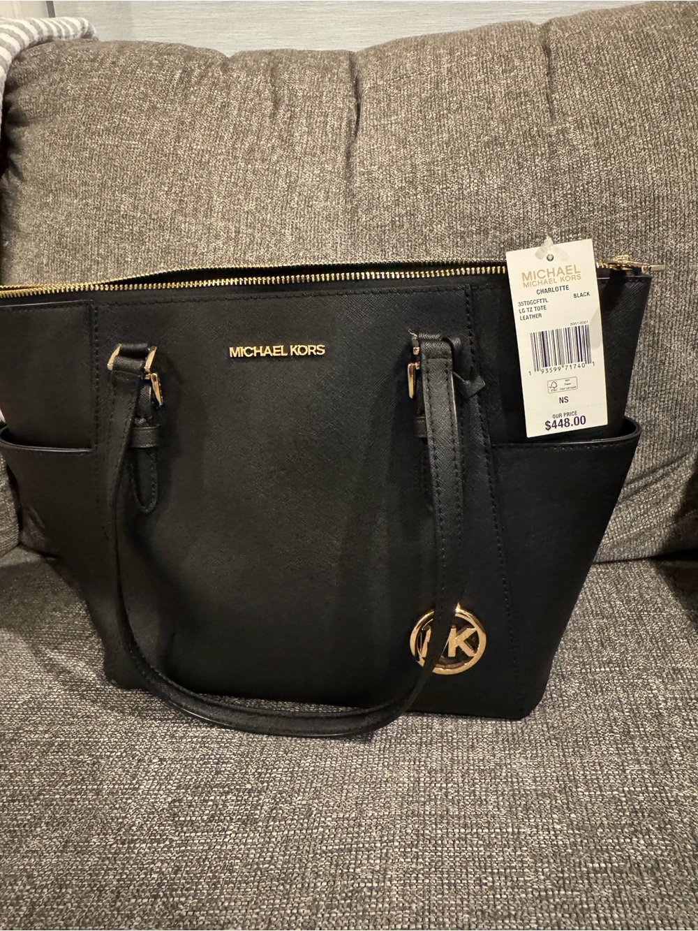 Michael Kors Black Saffiano Tote with Gold Accents - Picture 4 of 7